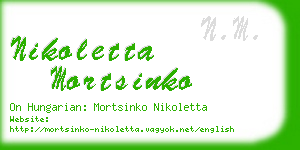 nikoletta mortsinko business card